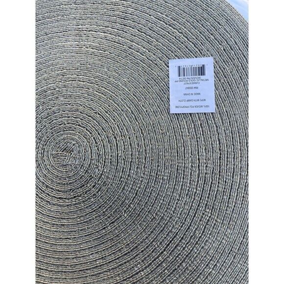 DII Woven Placemats Collection Metallic Round Placemat Set, 15" Gold, 4 Pi - Picture 2 of 2